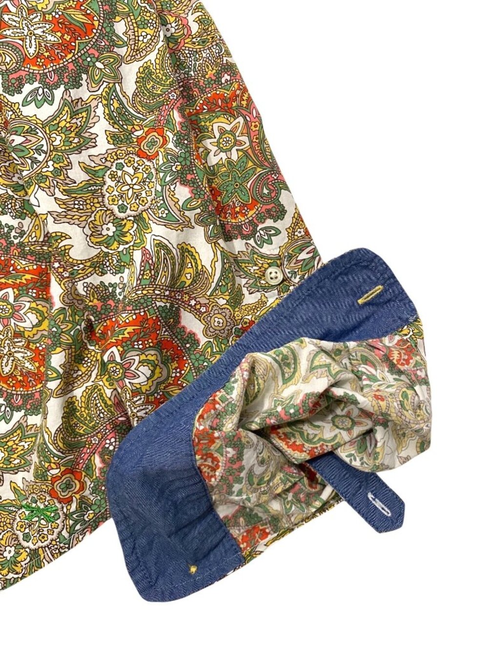 Talbots Long Sleeve roll tab Floral Paisley Button-Up Shirt L Multicolor - Picture 4 of 7